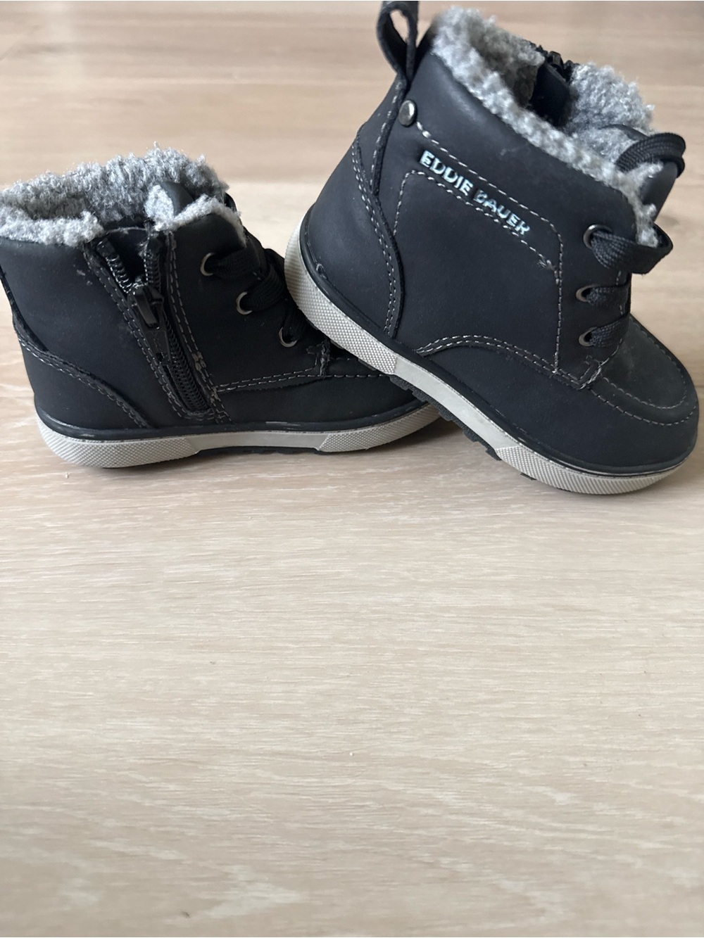 Eddie Bauer Kids Black Faux-Fur Lined Ankle Boots